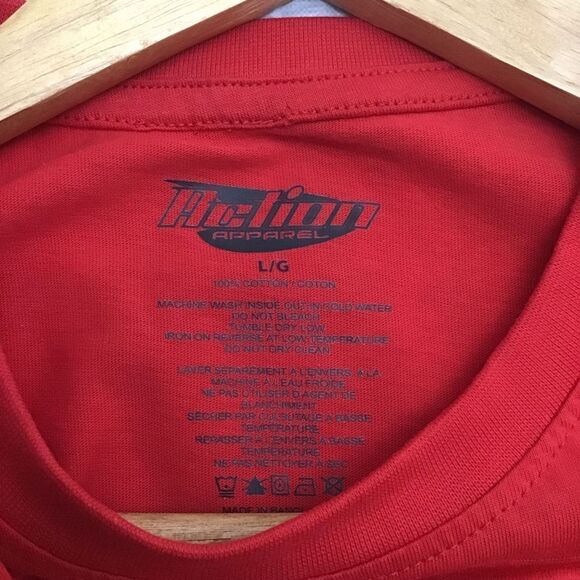 RED graphic t-shirt funny tee red tee text graphic humor Action Apparel large - Picture 7 of 10